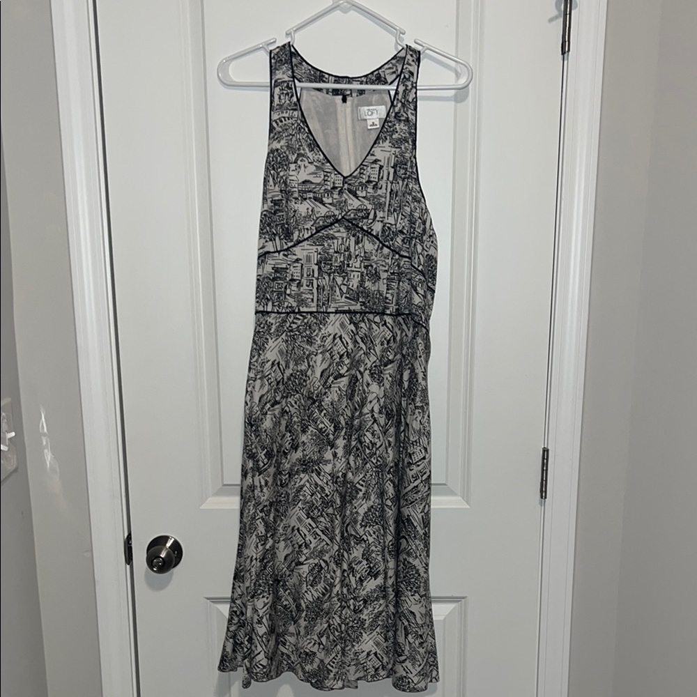 LOFT Black and White Halter Sundress Casual